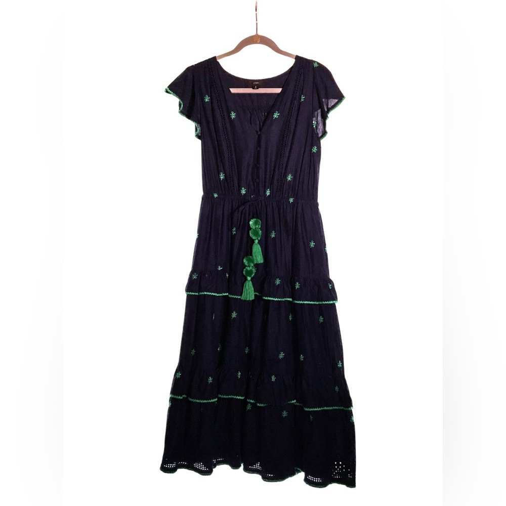 J. Crew Navy Maxi Dress with Flutter Sleeves